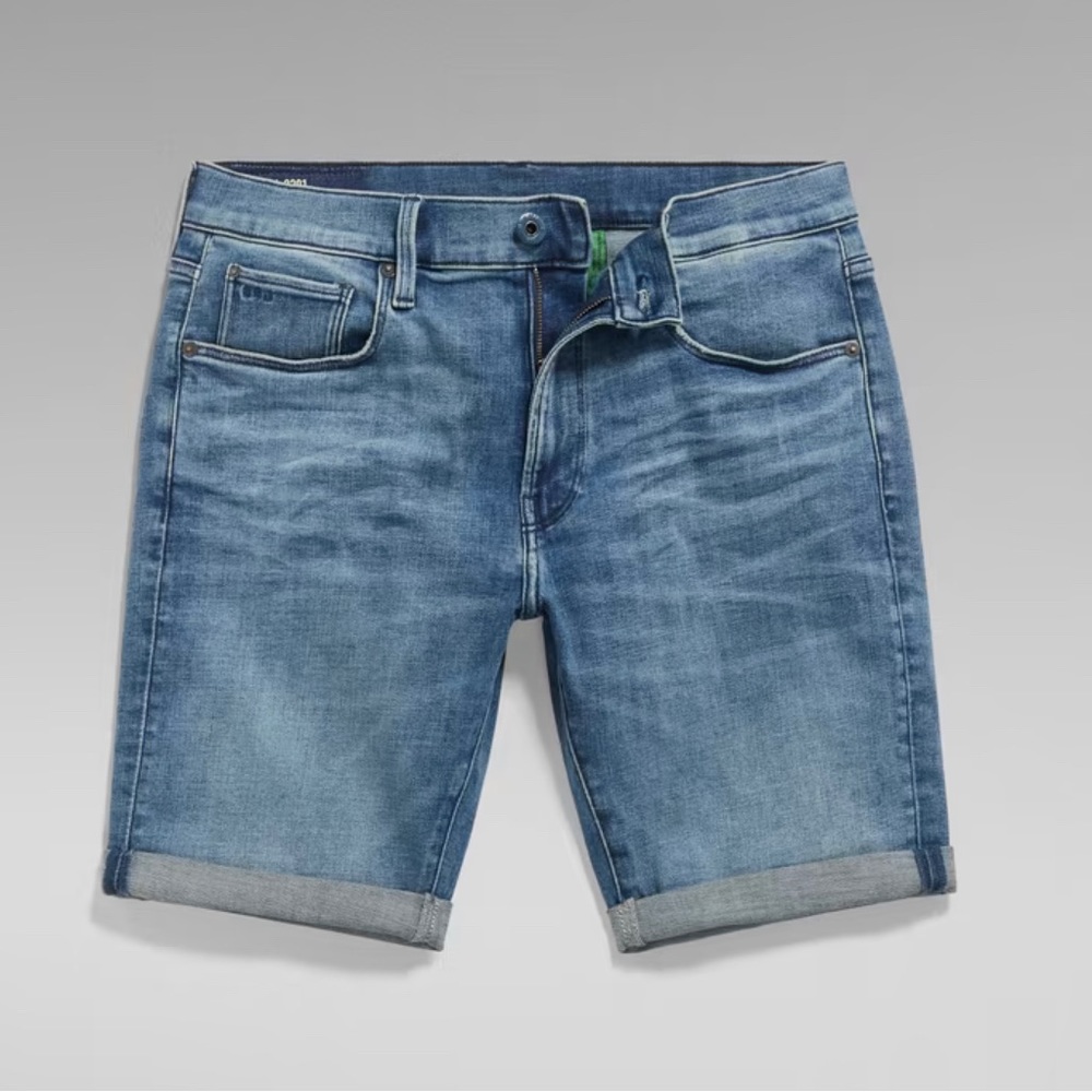 GSTAR RAW 3301 SLIM DENIM SHORTS 34 Faded Cascade